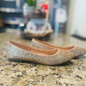 Gold sparkle ballet flats
